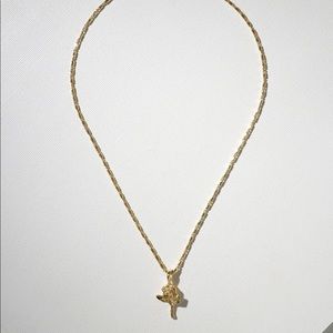 GOLD LITTLE ROSE CHARM NECKLACE